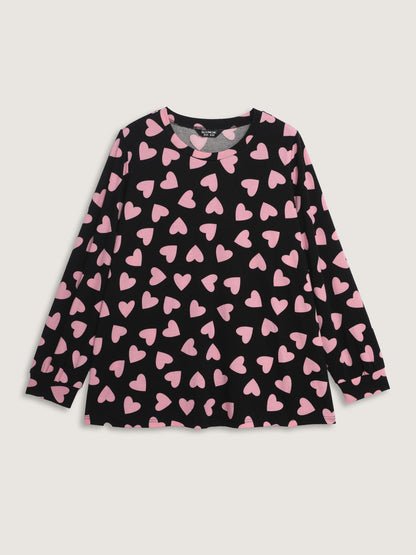 Sweet Hearts Stretchy Waist Knit Loungewear Set