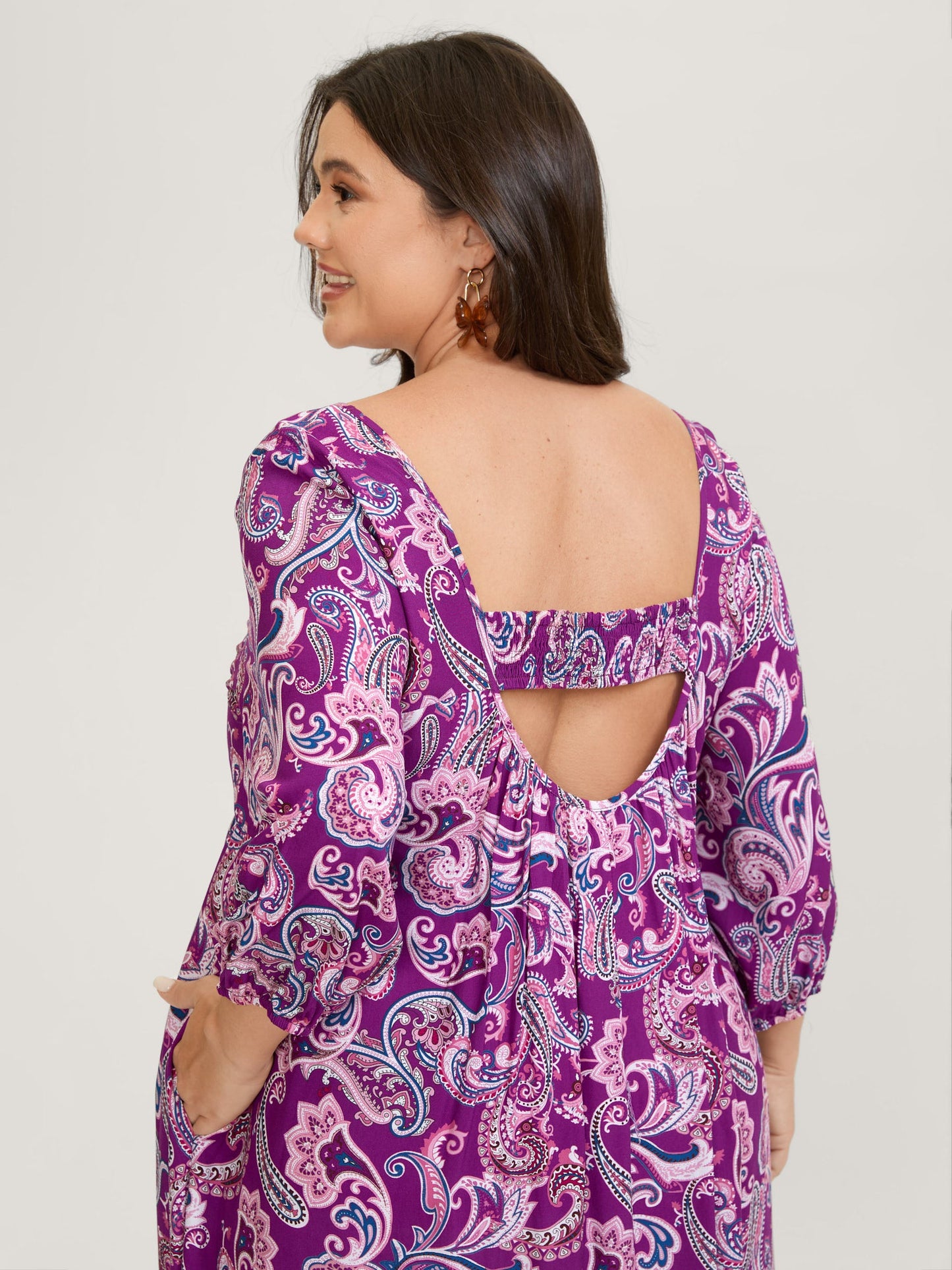 Paisley Rayon Back Cut-Out Maxi Dress