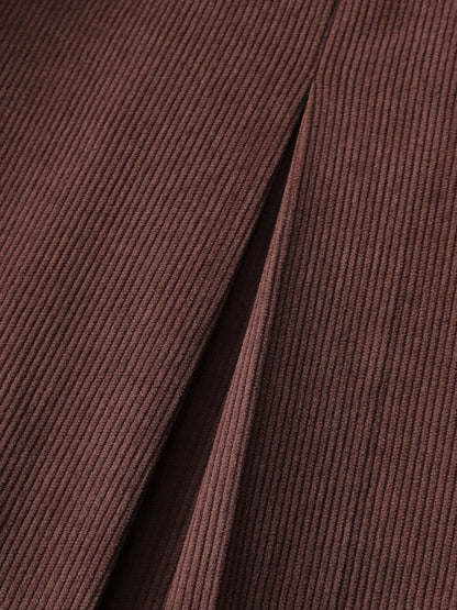 Pleated Waist-Defining Midi Skirt