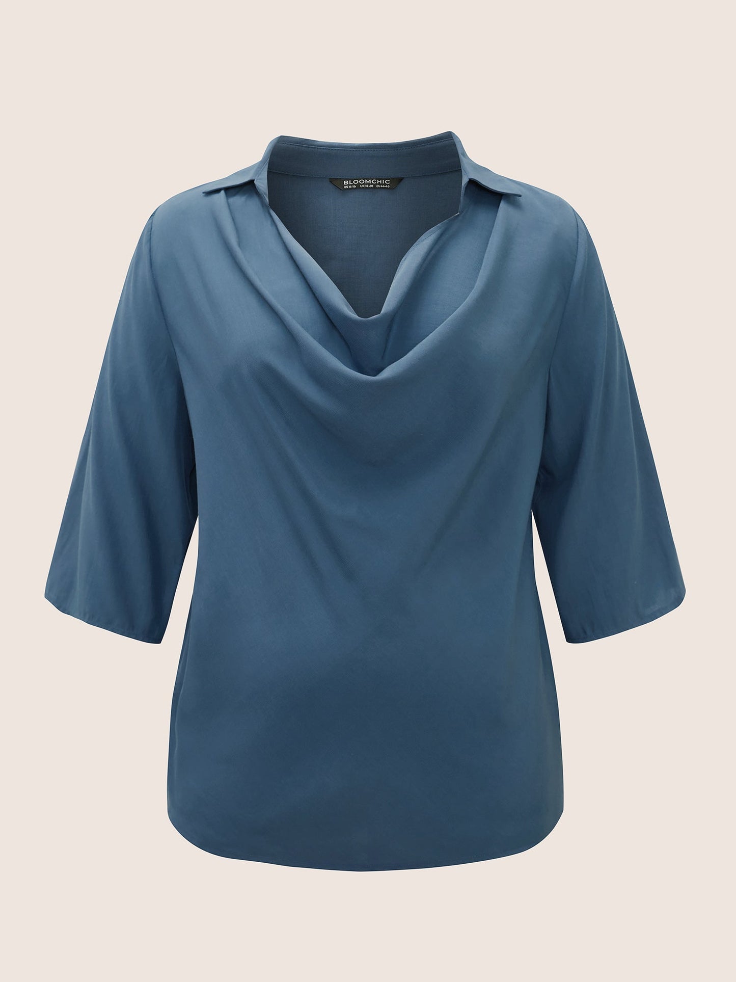 Cowl Neck Plain Bell Sleeve Blouse