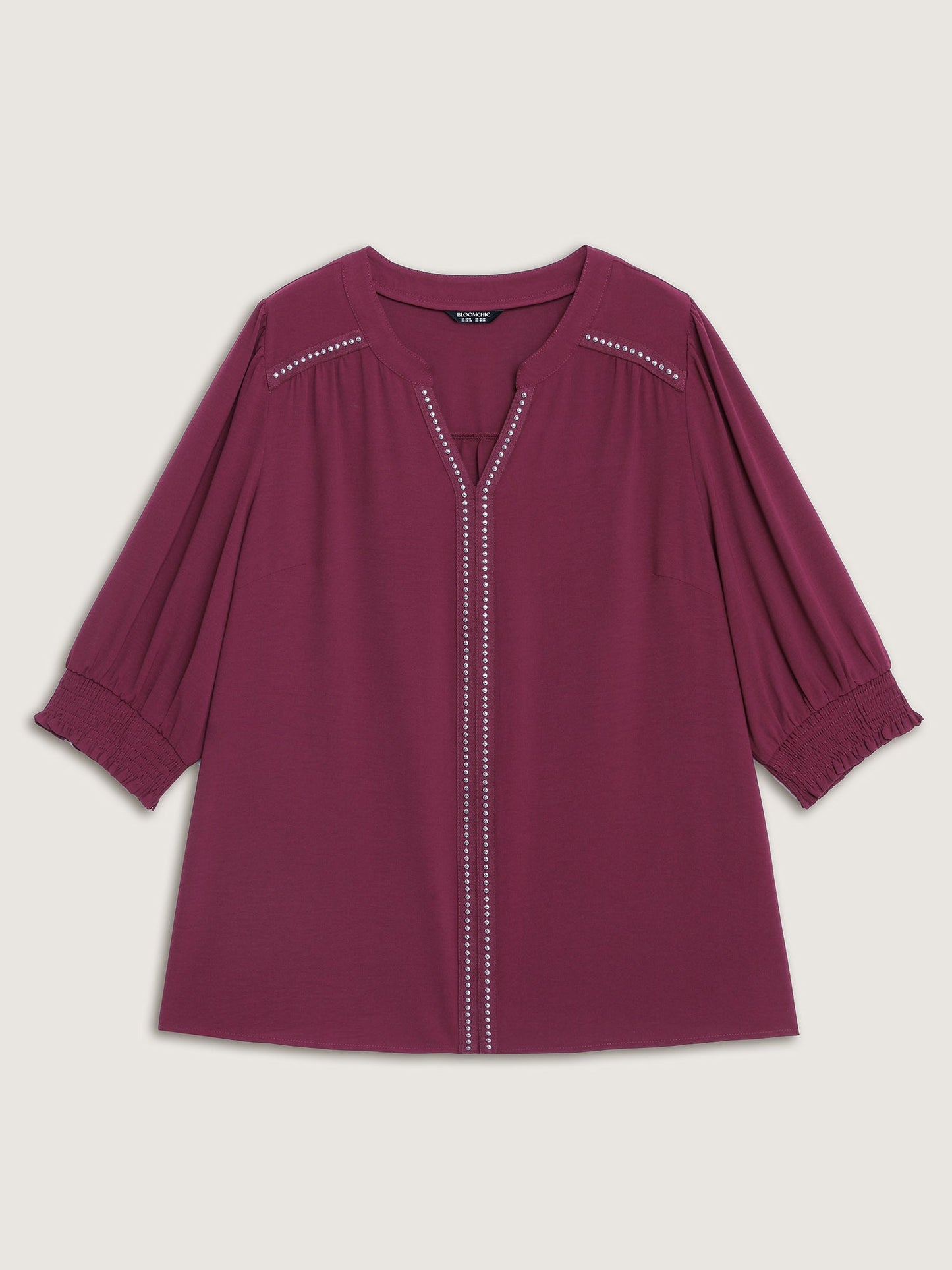 Shirred Cuffs Contrast Metallic Detail Blouse