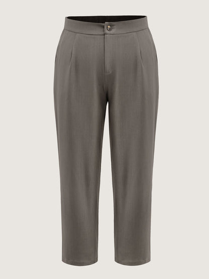 Waist-Cinched Spliced Straight-Leg Pants