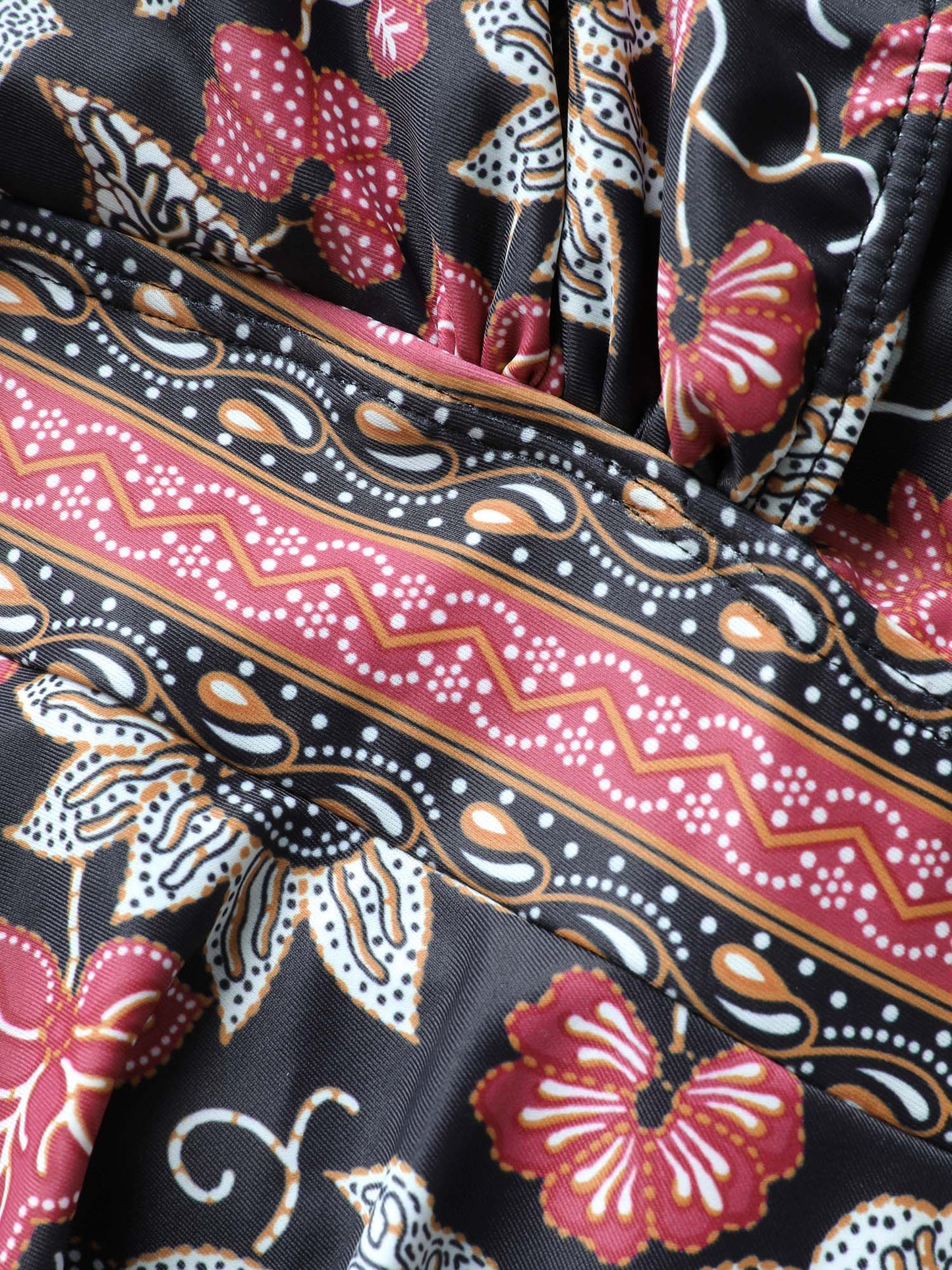 Bandana Print Overlap Collar Swim Dress