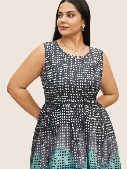 Polka Dot Ombre Pleated Pocket Tank Dress