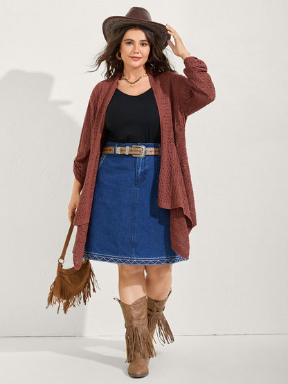 Textured Cut-Out Asymmetrical Lightweight Cardigan
