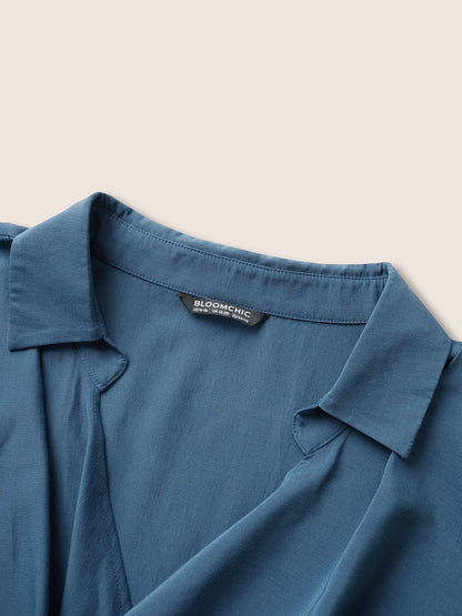 Cowl Neck Plain Bell Sleeve Blouse