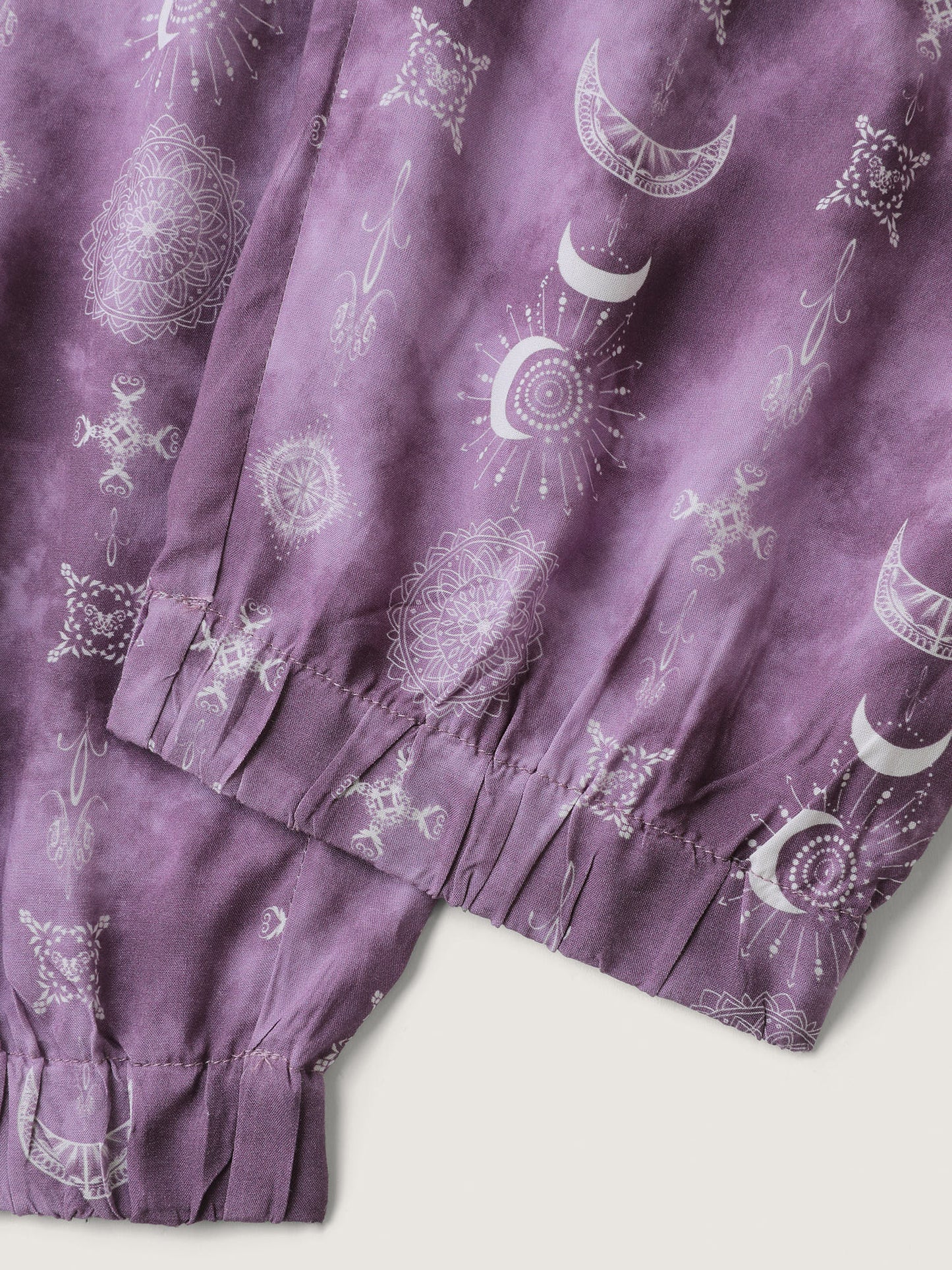 Starry Print Shirred Wide Waistband Pants
