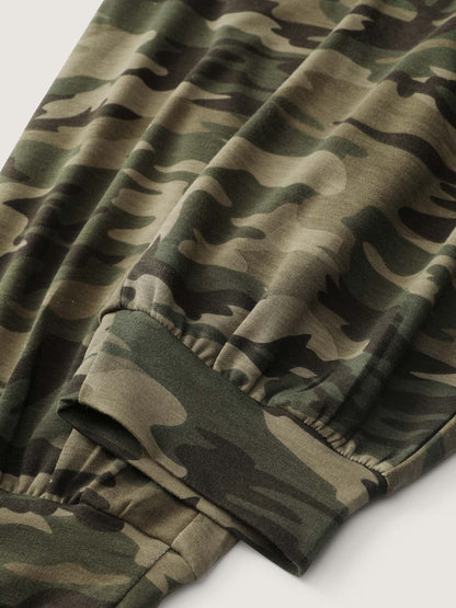 Camouflage Print Drawstring Stretchy Pants