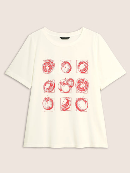 Art & Design Tomato Print Round Neck T-shirt