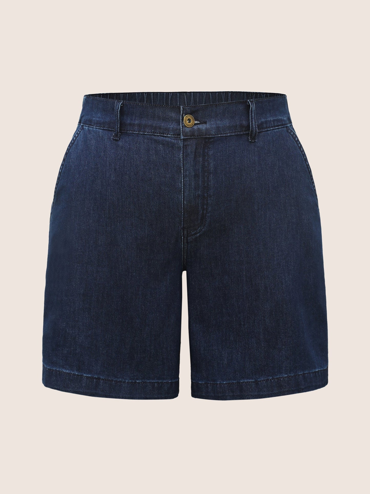 Dark Wash Slanted Pocket Loose Denim Shorts