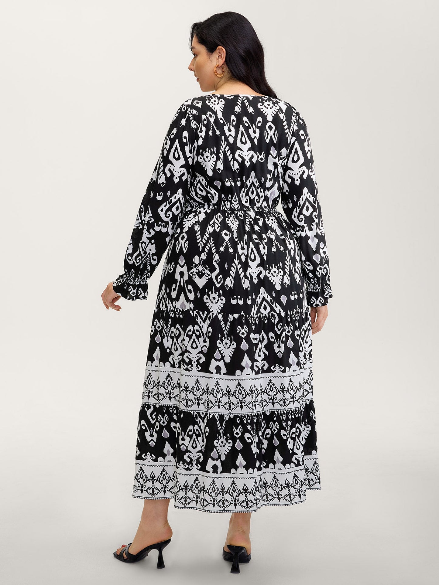 Floral Print Adjustable Drawstring Waist Midi Dress