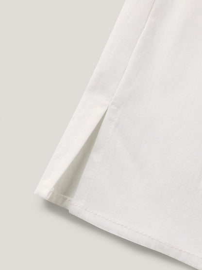 Toothpick Pleats Notched Collar Solid Blouse