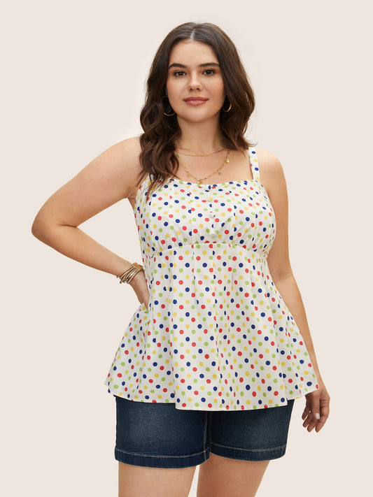 Colored Polka Dot Button Detail Cami Top