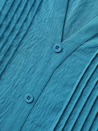 Toothpick Pleat Relaxed Fit Tiered Midi Dress