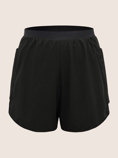 Solid High Rise Side Seam Pocket Swim Bottom