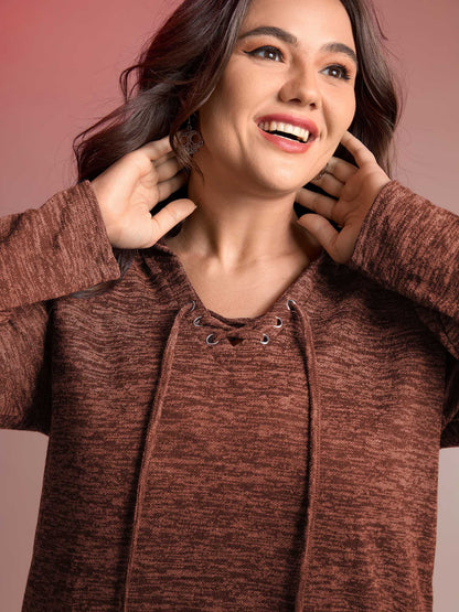Heather Neck Cross-Tie Hoodie