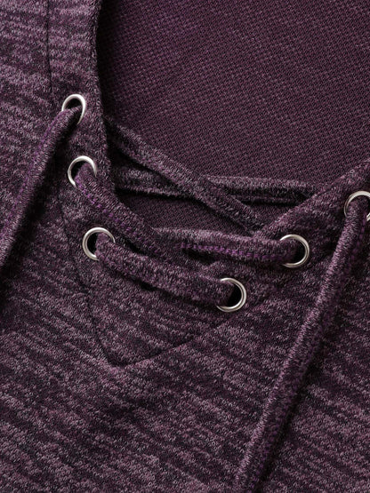 Heather Neck Cross-Tie Hoodie
