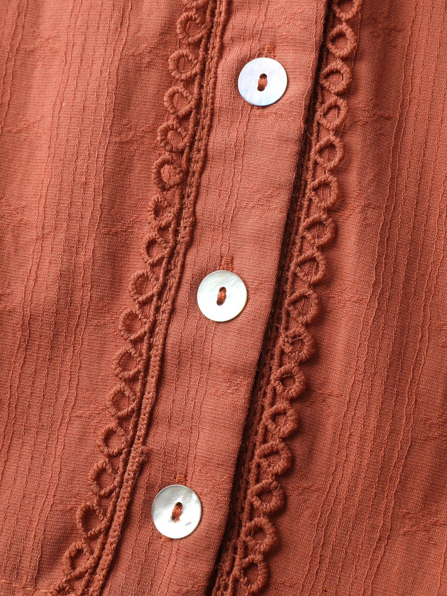 Cotton Textured Button Tiered Knee Dress