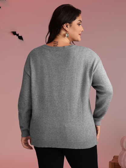Spooky Cats Jacquard Pattern Pullover