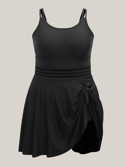 Anti-Float Ties Webbed Split Hem Swim Dress