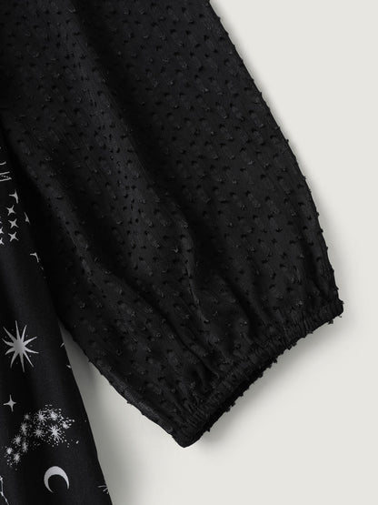 Starry Adventure Contrast Sheer Midi Dress