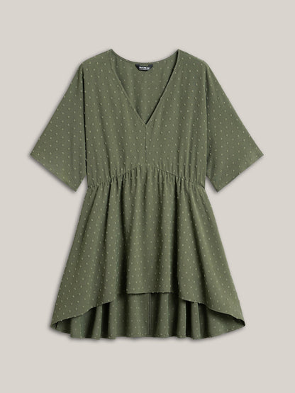 Textured Hi-Low Hem Pockets Shirt