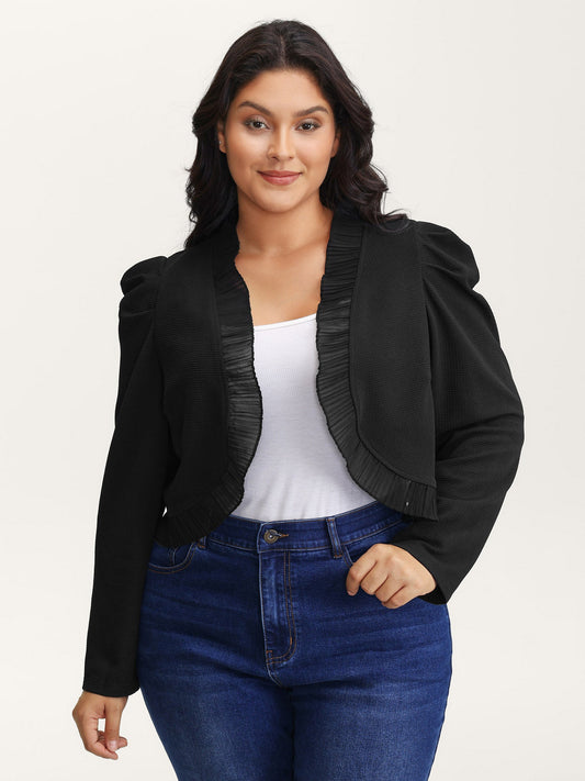 Ruffled Curvy Hem Cropped Blazer