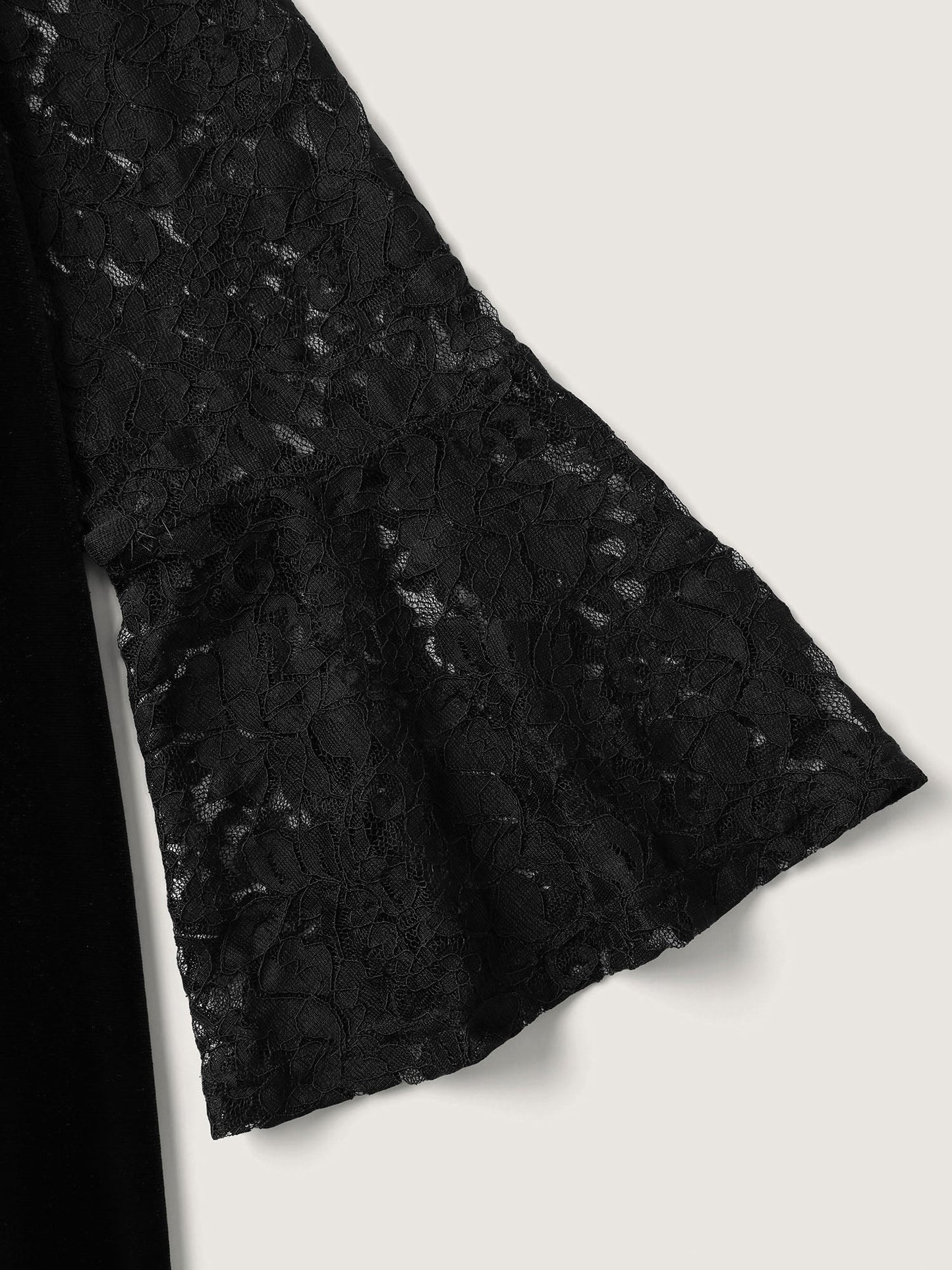 Velvet Lace Sleeve Split Hem Maxi Dress