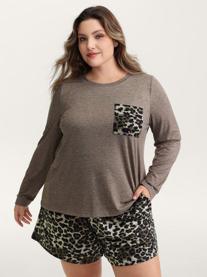 Leopard Print Contrast Lounge Set