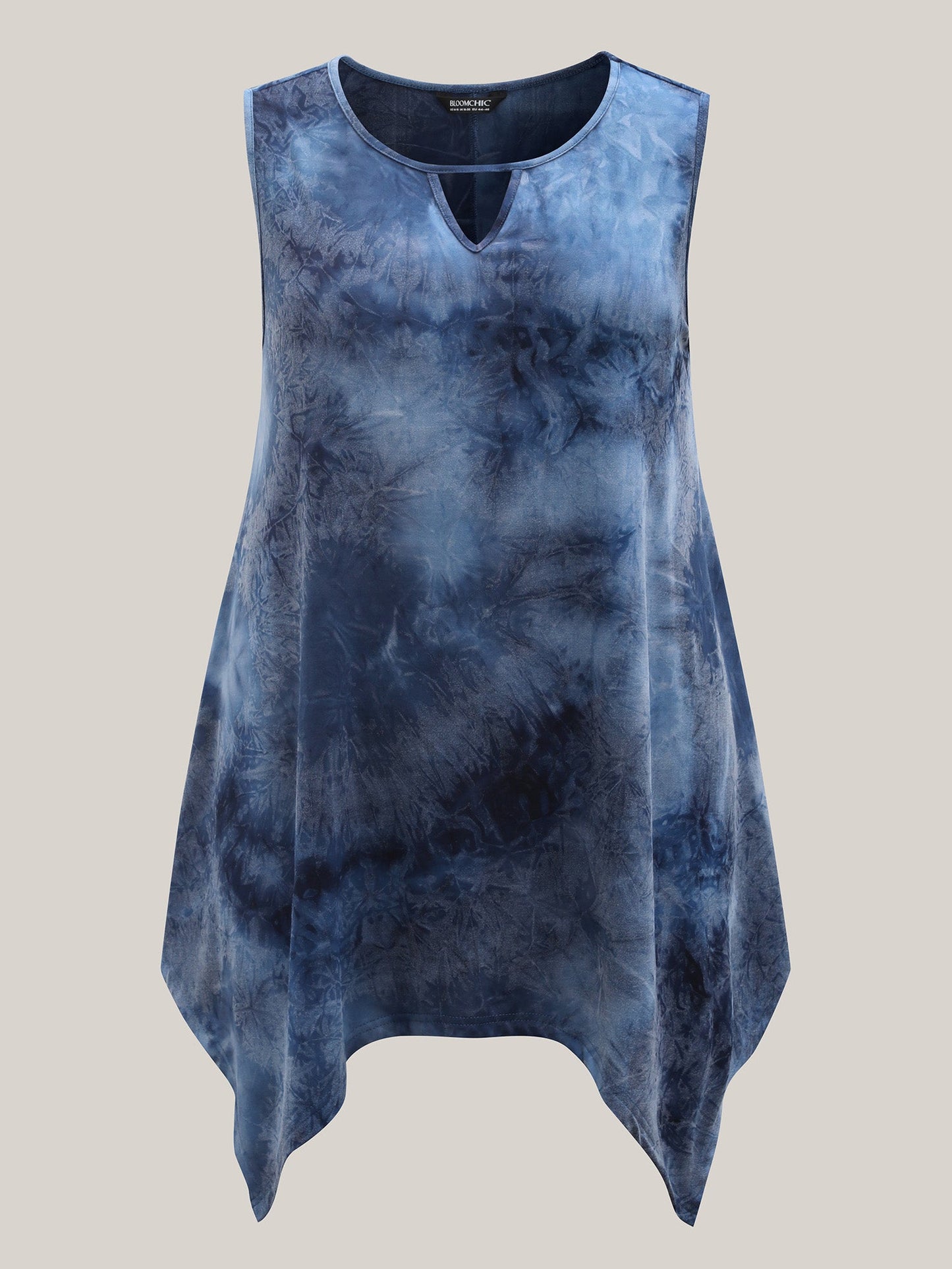 Tie-Dye Keyhole Long Tank Top