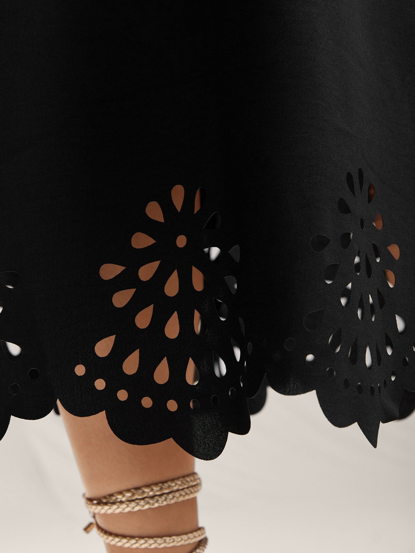 Scalloped Laser Cut Pockets Maxi Dress