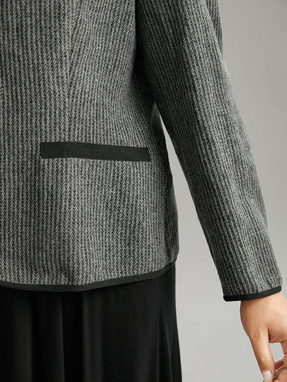 Solid Textured Patchwork Zipper Pocket Blazer