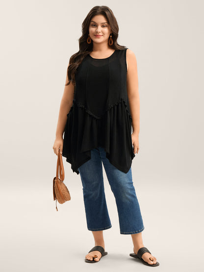 Heather Stretchy Sheer High Low Hem Top