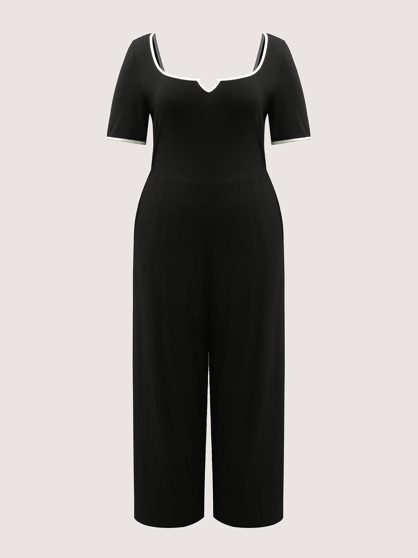 Easy Peezy Square Neckline Contrast Pockets Jumpsuit