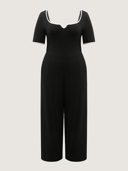 Easy Peezy Square Neckline Contrast Pockets Jumpsuit