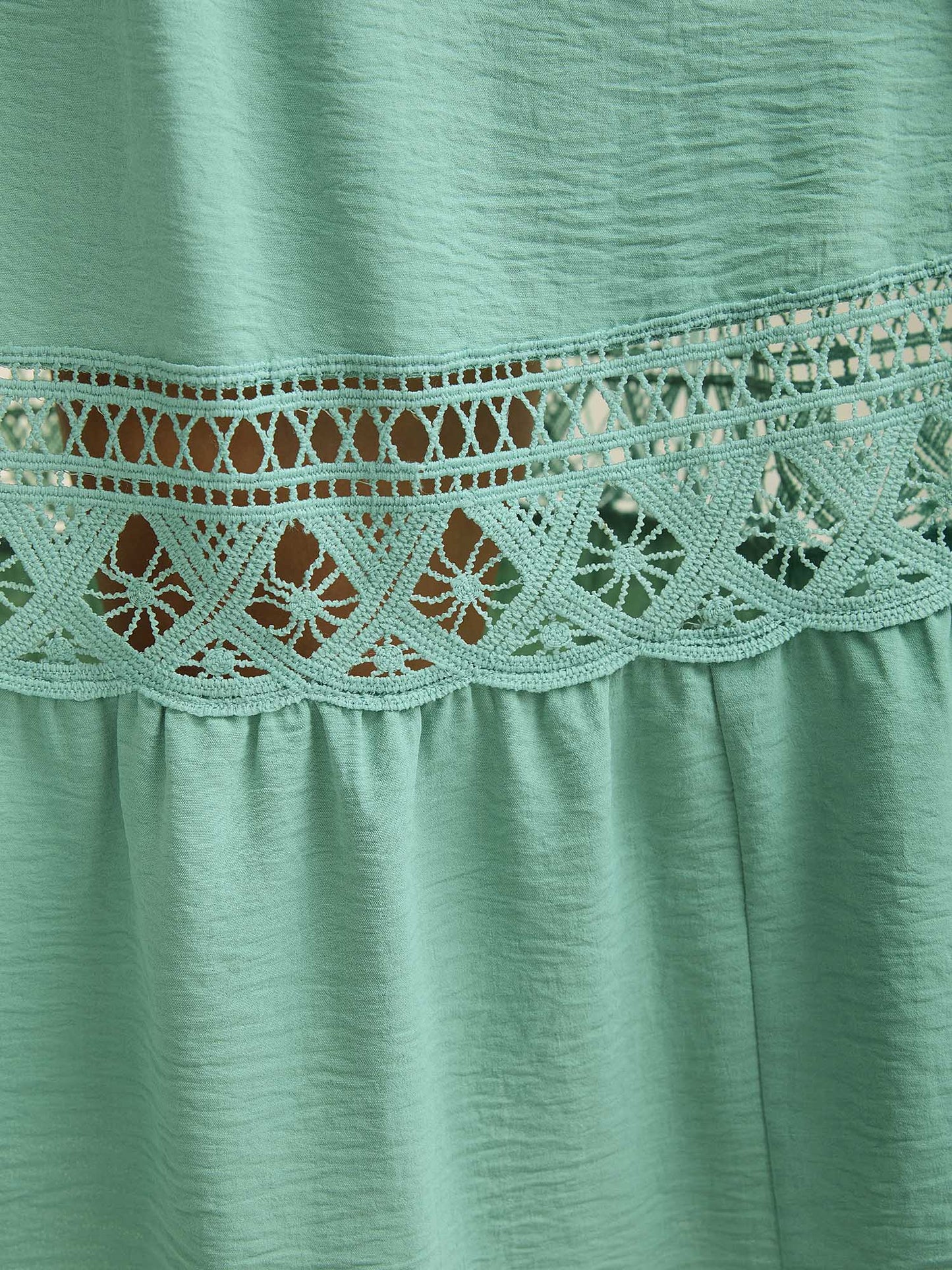 Lace Cut-Out Lotus Leaf Sleeve Midi Dress