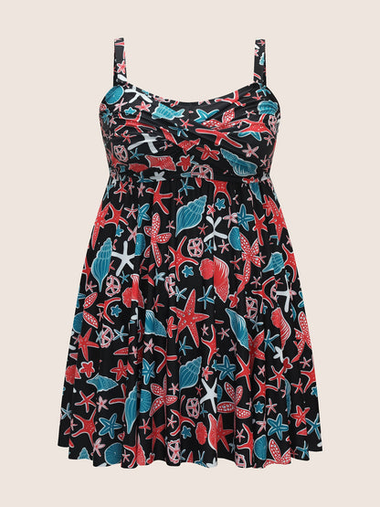 Marine Elements Twist Front Gathered Swim Dress