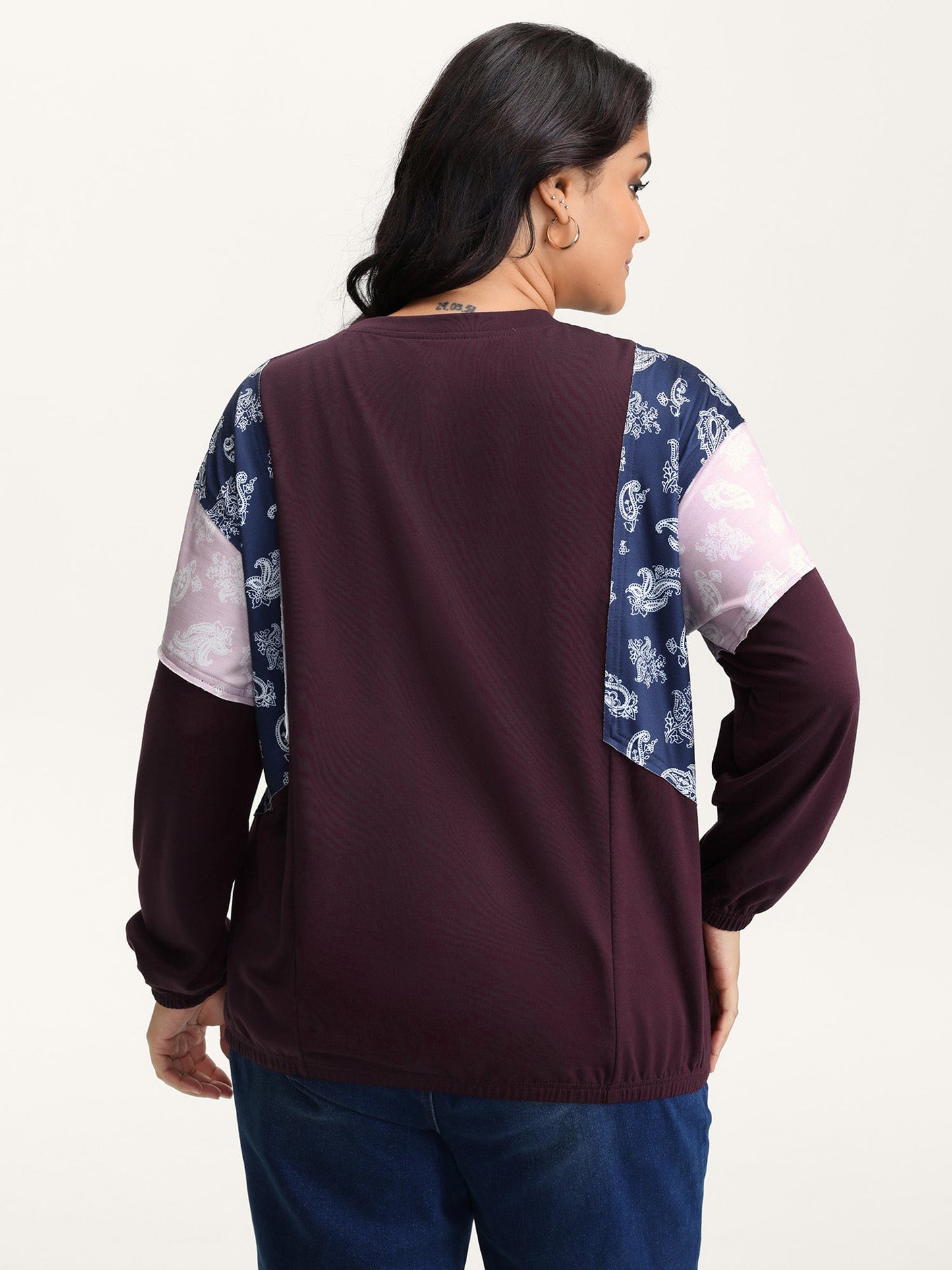 Floral Print Contrast Relaxed-Fit Sweatshirt