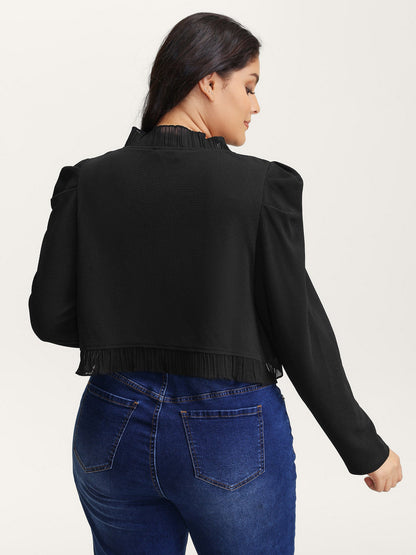 Ruffled Curvy Hem Cropped Blazer