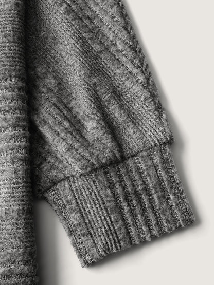 Stretchy Stripe Knit Raglan Sleeve Sweatshirt