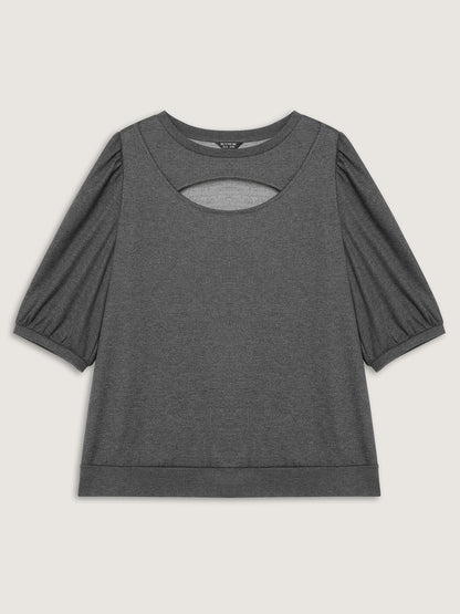 Heather Neckline Cut-Out Sweatshirt