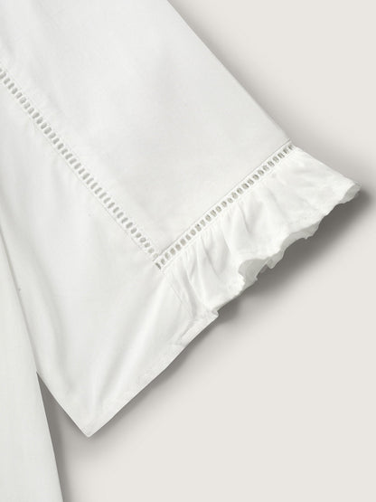 Lace Spliced Button Detail Blouse