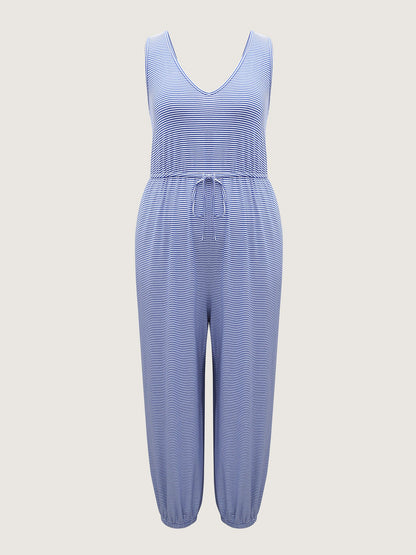 Stripe Print Stretchy Hem Cami Jumpsuit