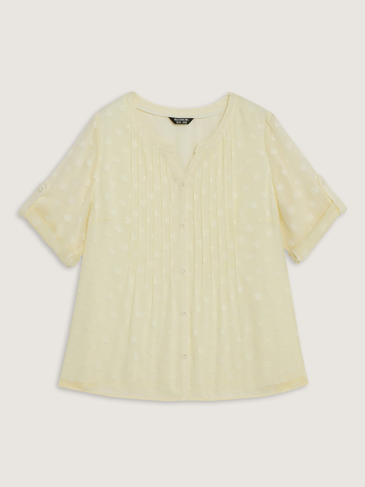 Color Contrast Button Placket Blouse