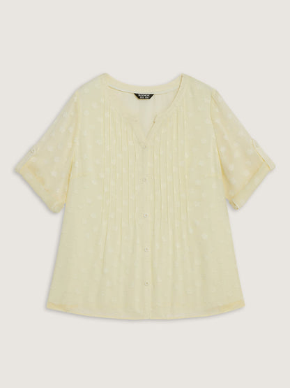 Color Contrast Button Placket Blouse