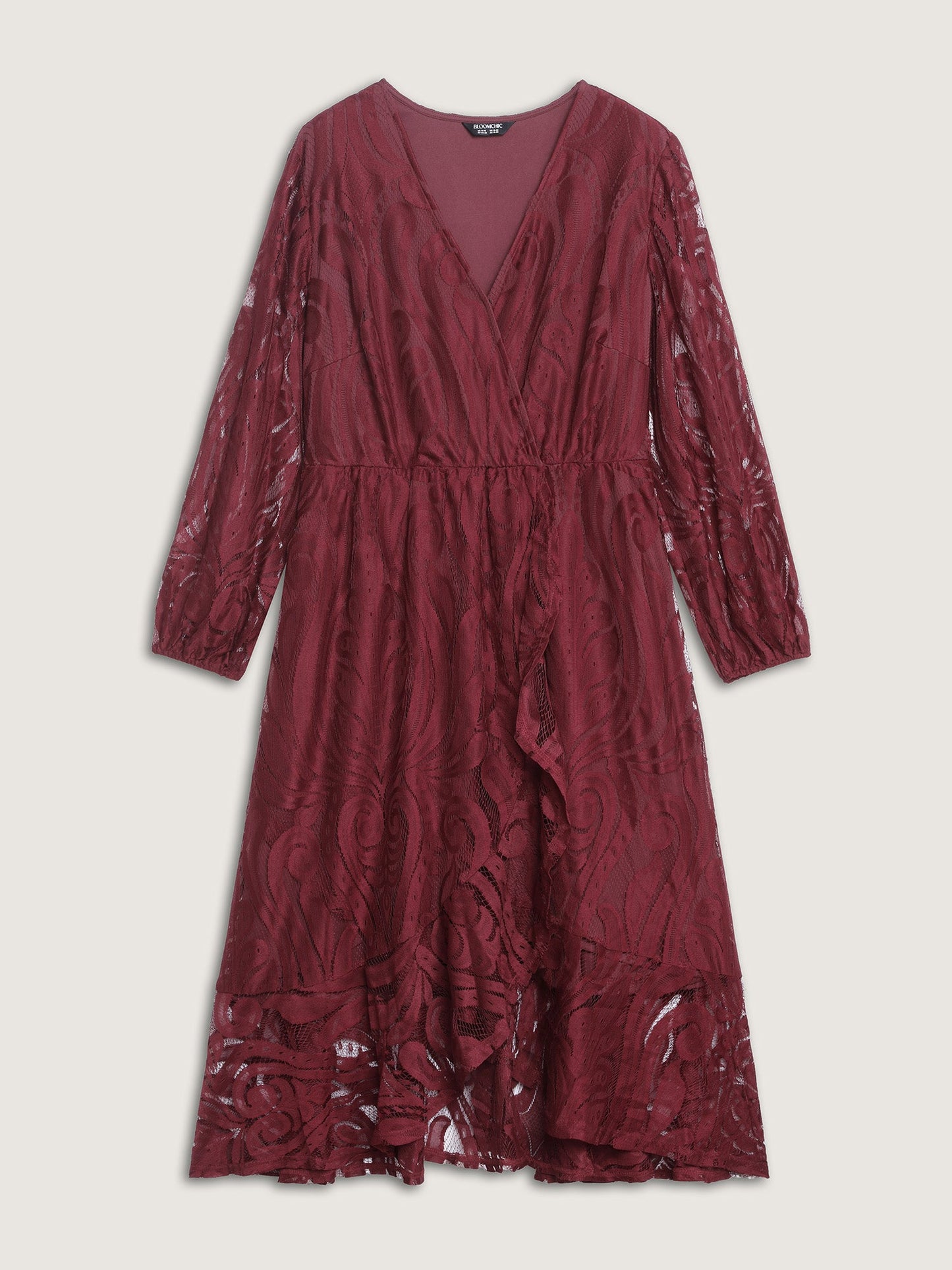 Textured Sheer Lace Midi Dress