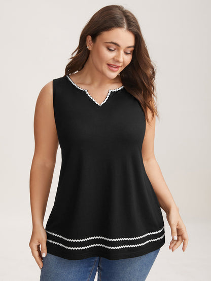 Stretchy Webbed Split Neck Tank Top