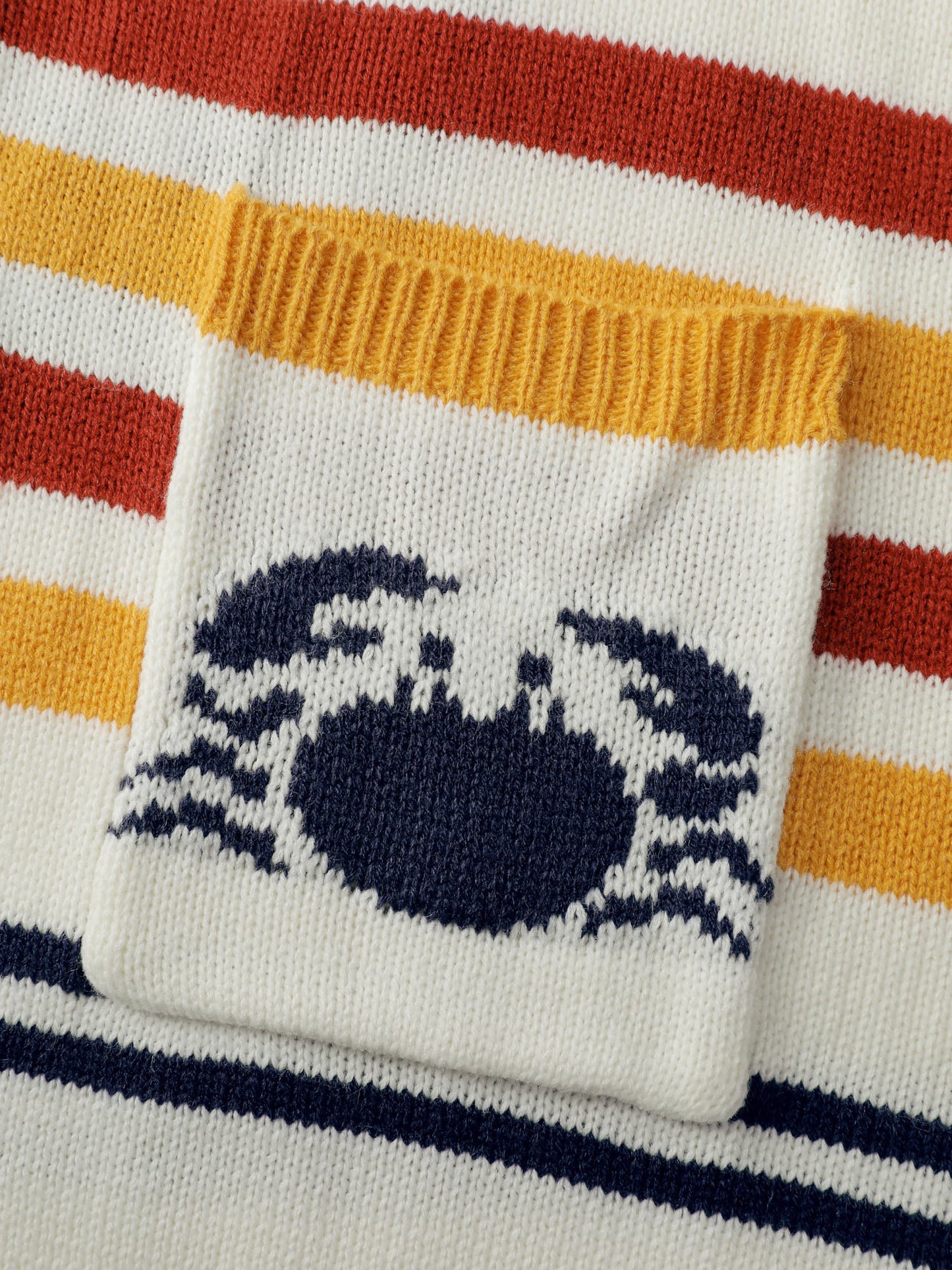 Colorful Stripe Seahorse Motif Jacquard Knit Cardigan