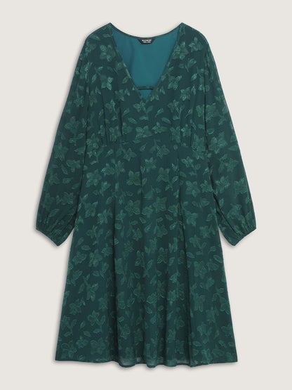 Textured Pockets Lined Midi Dress