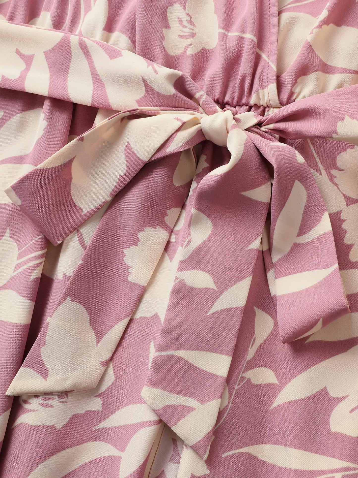 Silhouette Floral Print Wrap Ruffle Cap Sleeve Dress